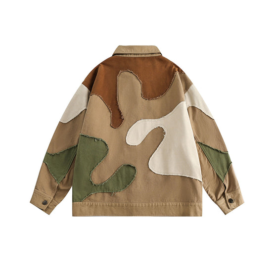 Splicing Retro Camouflage Jacket Loose for Women