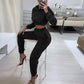 Casual Chic Solid Tracksuit Long Sleeve Outfit Streetwear 2 Piece