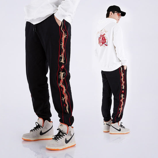 Urban Dragon Embroidered Casual Pants