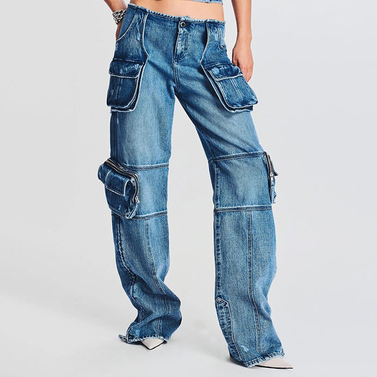 Urban Chic Multi-Pocket Denim Pants