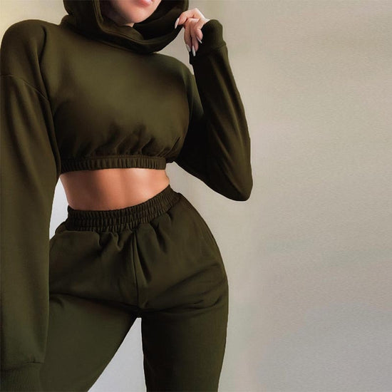Casual Chic Solid Tracksuit Long Sleeve Outfit Streetwear 2 Piece