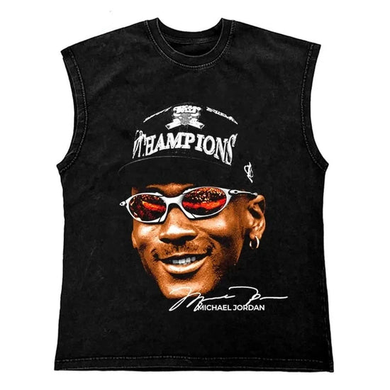 Hip Hop Streetwear T Shirt Oversized Cotton Portrait Graphic Tank Tops
