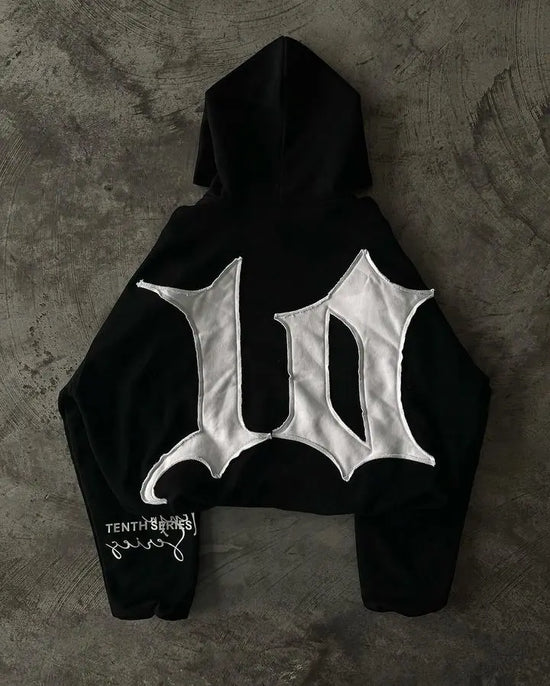 Retro Streetwear Hoodie - Y2K Hip Hop Black Oversized Sweatshirt with Gothic Harajuku Patches for Men & Women